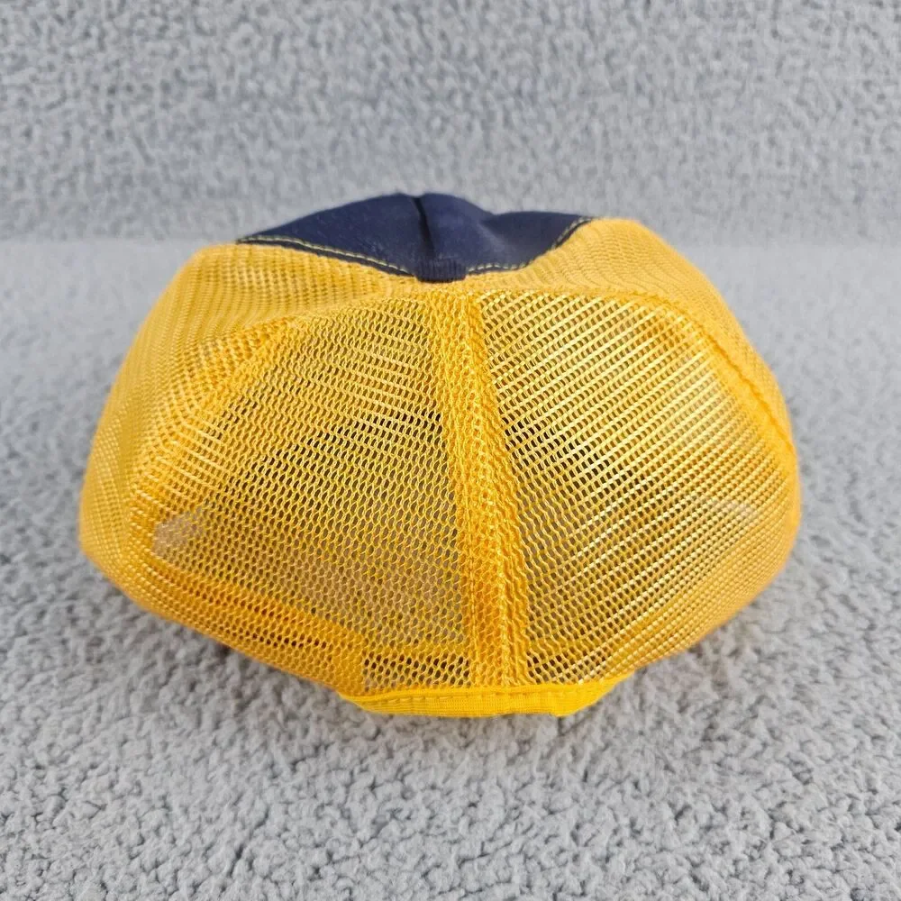 Vintage Georgia Tech Yellow Jackets Hat Mesh Snapback 80s Striped Blue Yellow
